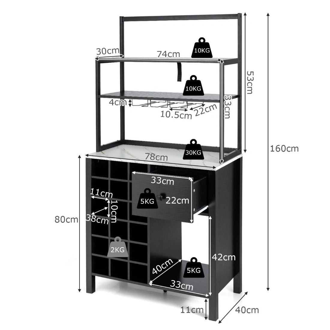 Aaponminimarket NNECW Freestanding Kitchen Cabinet