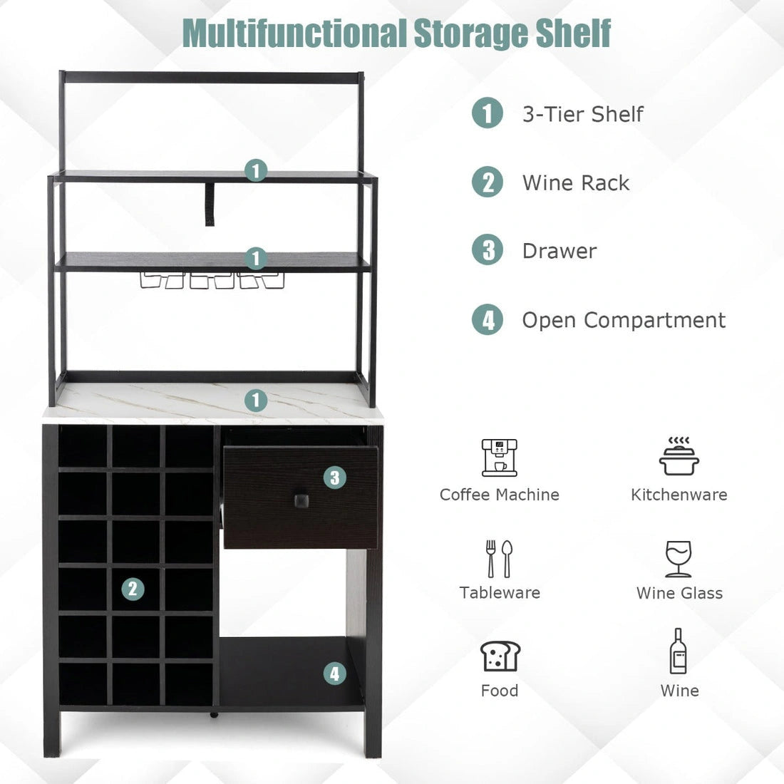 Aaponminimarket NNECW Freestanding Kitchen Cabinet