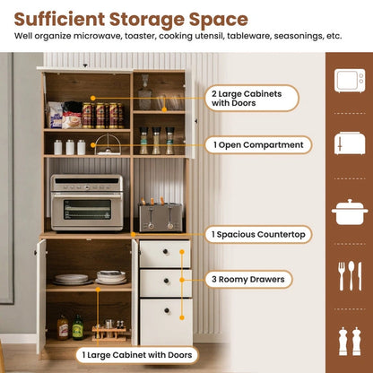 Aaponminimarket NNECW Freestanding Kitchen Pantry Cabinet
