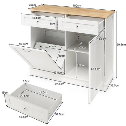 Aaponminimarket NNECW Kitchen Trash Cabinet (White)