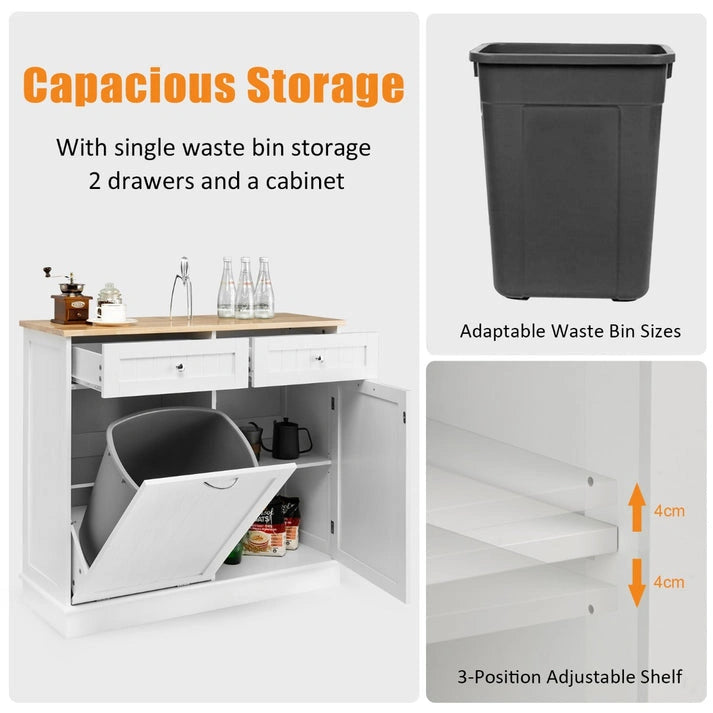 Aaponminimarket NNECW Kitchen Trash Cabinet (White)