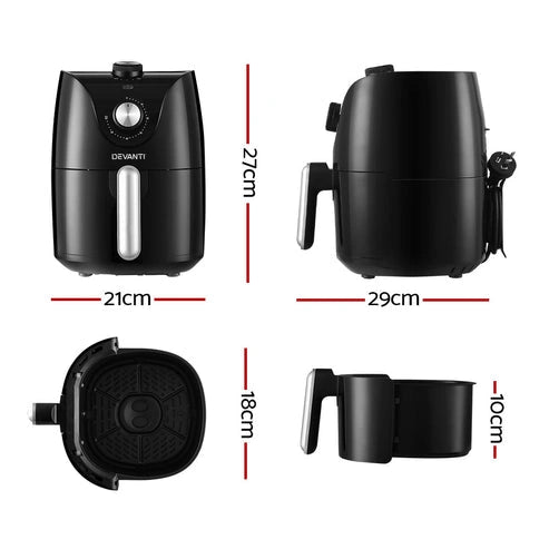 Aaponminimarket NNEDSZ Devanti Air Fryer 2.5L Knob Fryers