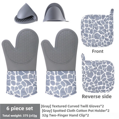 Aaponminimarket NNEDSZ Grey Silicone Oven Mitts Set (6pc)