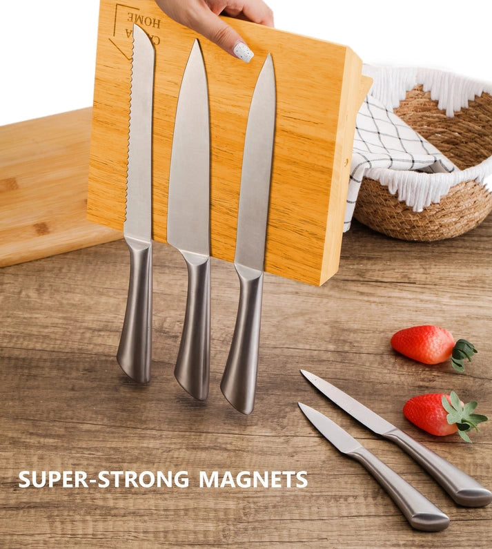 Aaponminimarket NNEDSZ Natural Bamboo Magnetic Knife