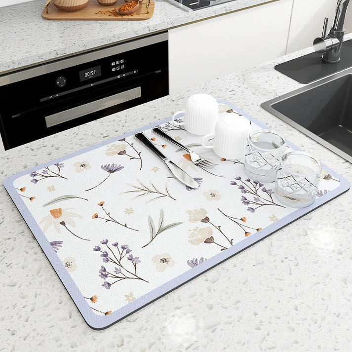 Aaponminimarket NNEDSZ Purple flowers Kitchen Drying Mat