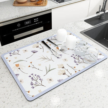 Aaponminimarket NNEDSZ Purple flowers Kitchen Drying Mat
