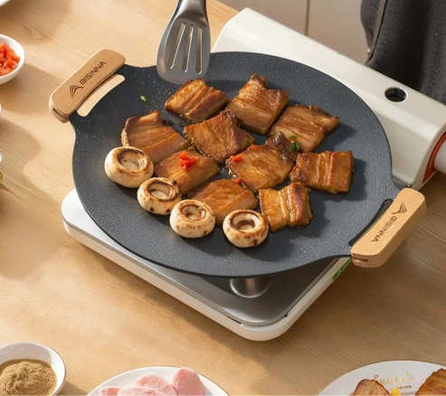Aaponminimarket NNEOBA 34CM Non-Stick Outdoor BBQ Grill Pan Roasting Plate Black