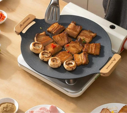 Aaponminimarket NNEOBA 34CM Non-Stick Outdoor BBQ Grill Pan Roasting Plate Black