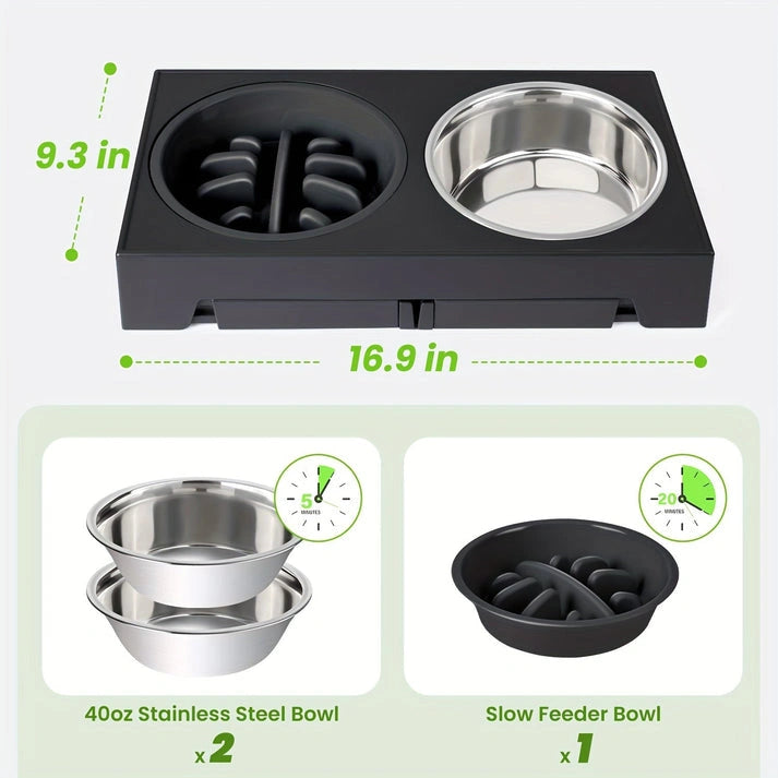 Aaponminimarket NNETM Dog Bowl Stand with 3 Bowls