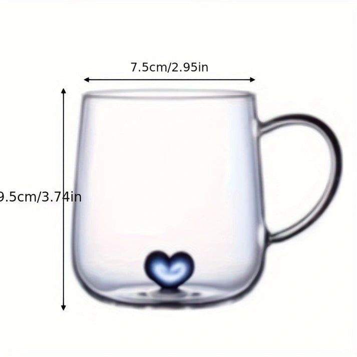 Aaponminimarket NNETM Heart Patterned Glass Couples Mugs Set