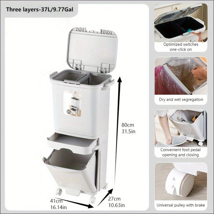 Aaponminimarket NNETM Multi-Tier Kitchen Trash Can with Lid
