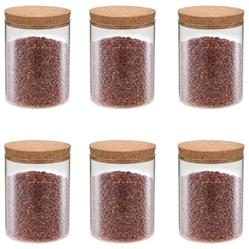 Aaponminimarket NNEVL Glass Storage Jars with Cork Lids 650ml (6pcs)