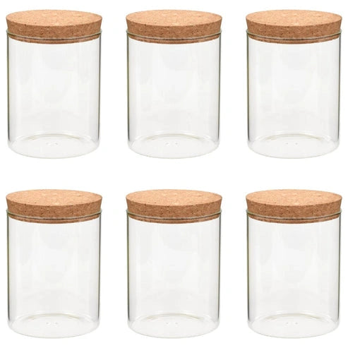 Aaponminimarket NNEVL Glass Storage Jars with Cork Lids 650ml (6pcs)