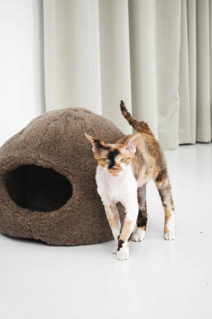 Aaponminimarket Nest Natural Sheepskin Pet Bed (Beige)