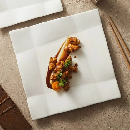 Aaponminimarket Origami-Inspired Square Ceramic Plate