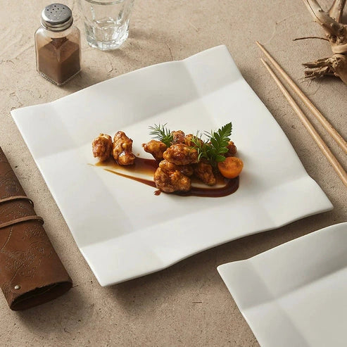 Aaponminimarket Origami-Inspired Square Ceramic Plate