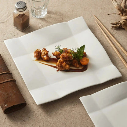 Aaponminimarket Origami-Inspired Square Ceramic Plate
