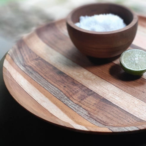 Aaponminimarket Premium Upcycled End Grain Wooden Serving Plate (2 Patterns)
