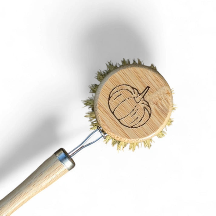 Aaponminimarket Pumpkin Design Dish Brush, Wooden Dish Brush with Replaceable Head