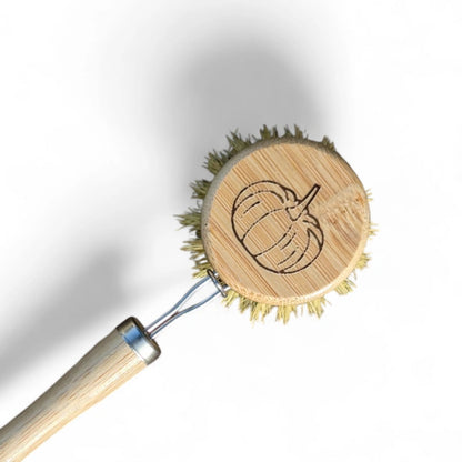 Aaponminimarket Pumpkin Design Dish Brush, Wooden Dish Brush with Replaceable Head