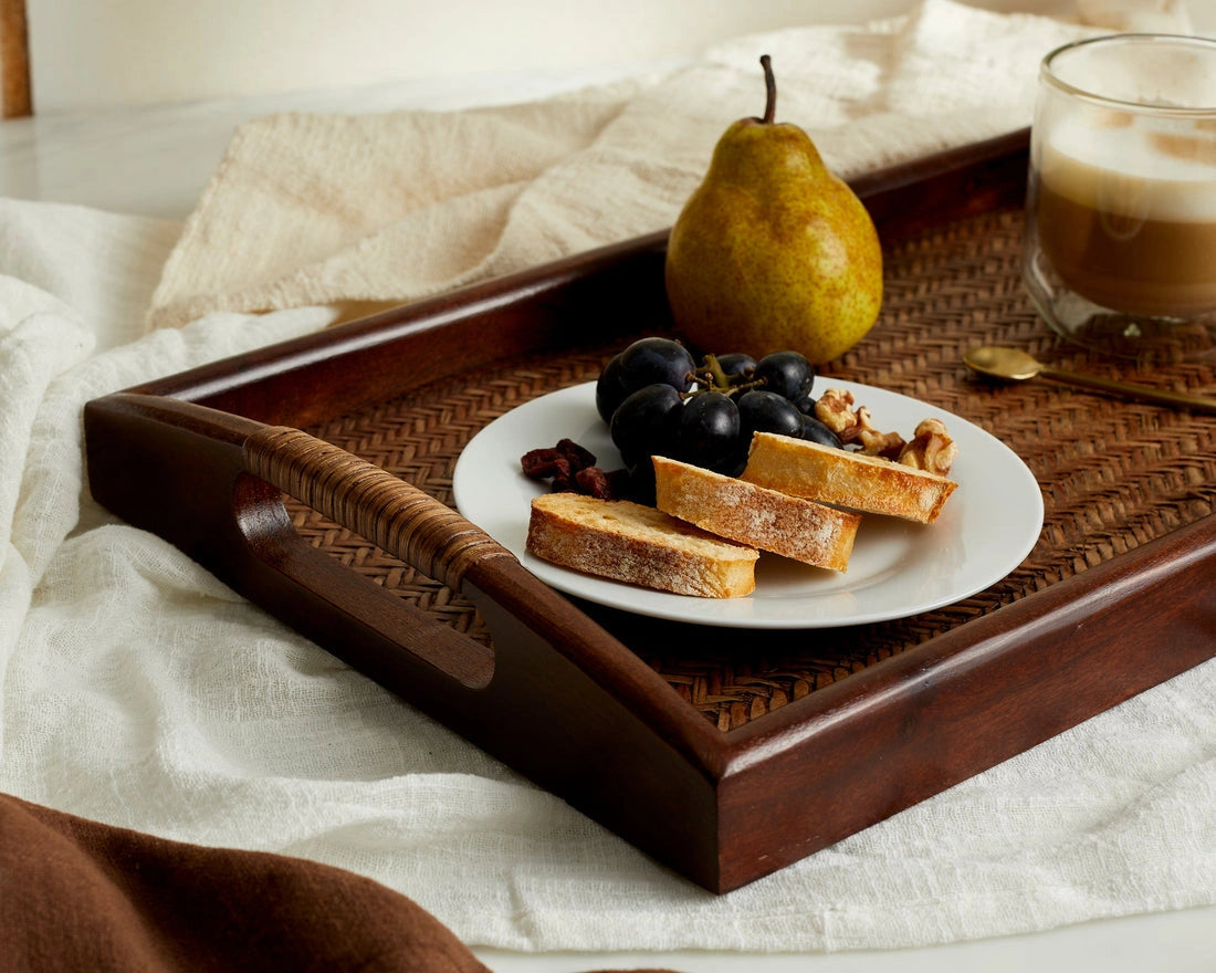 Aaponminimarket Rectangle Vera Rattan & Wood Tray