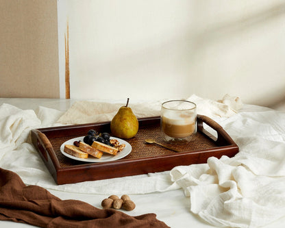 Aaponminimarket Rectangle Vera Rattan & Wood Tray