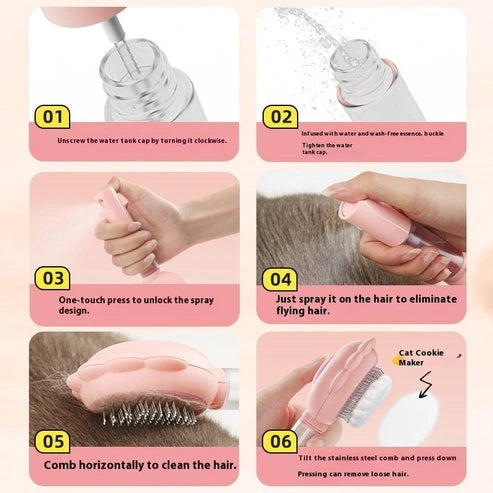 Aaponminimarket Self-Cleaning Pet Brush Comb with Spray