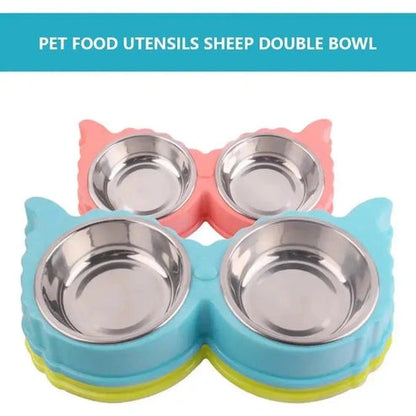 Aaponminimarket Sleek Dual Pet Bowl Station for Food and Water Convenience