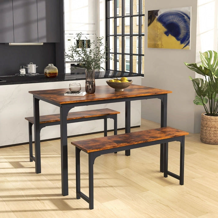 Aaponminimarket Space-Saving Dining Table Set for 4 with 2 Benches