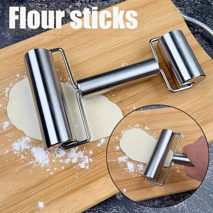 Aaponminimarket Stainless Steel Dual-Ended Rolling Pin for Baking