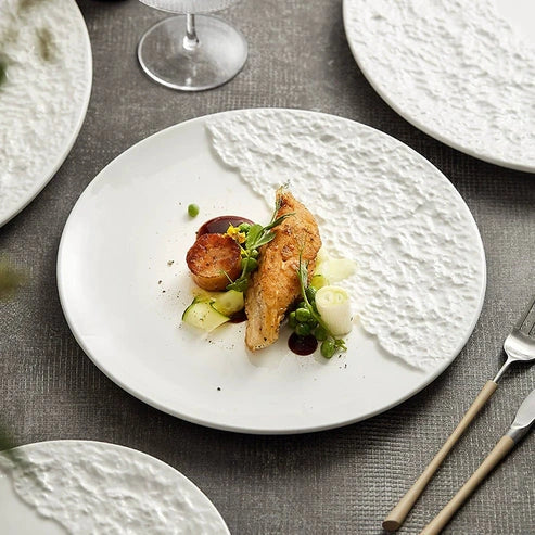 Aaponminimarket Stone-Texture Contrast Ceramic Plate