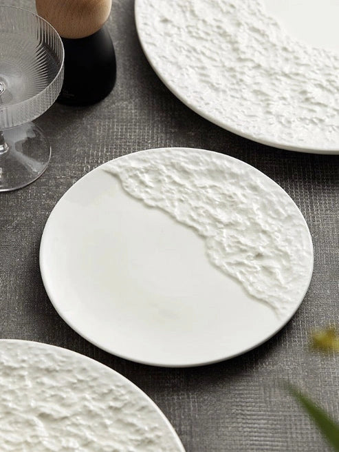 Aaponminimarket Stone-Texture Contrast Ceramic Plate