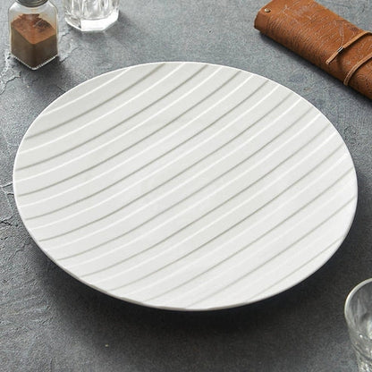 Aaponminimarket Stripe Relief White Ceramic Plate