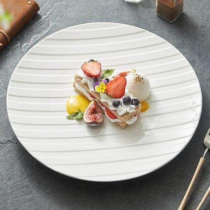 Aaponminimarket Stripe Relief White Ceramic Plate