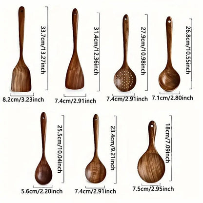 Aaponminimarket Teak Wooden Spoons Set (7pcs)