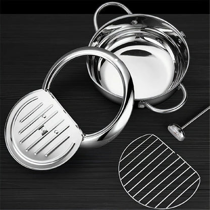 Aaponminimarket Tempura Stainless Steel Fryer Pot with Thermometer