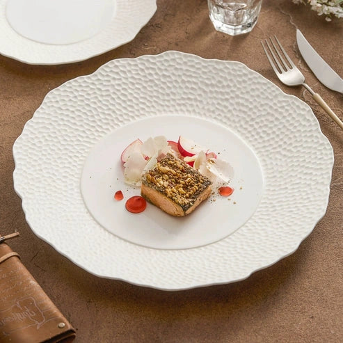 Aaponminimarket Textured Ceramic Dinner Plate