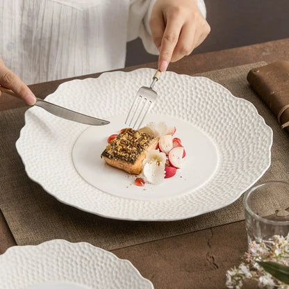 Aaponminimarket Textured Ceramic Dinner Plate