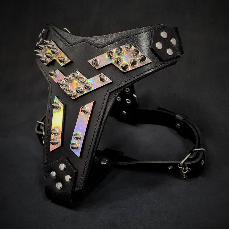 Aaponminimarket The ''Midas'' leather dog harness silver