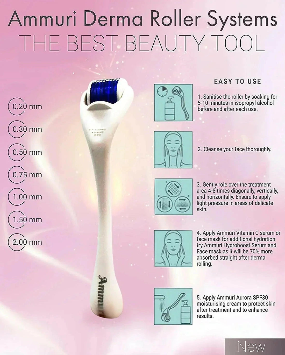 Aaponminimarket Titanium Derma Roller 0.5mm
