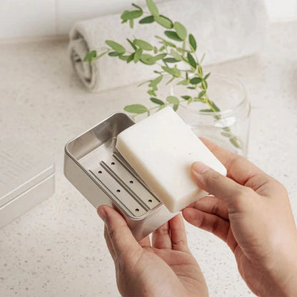 Aaponminimarket Travel Soap Tin | Metal Soap Container (w/ Drip Tray)