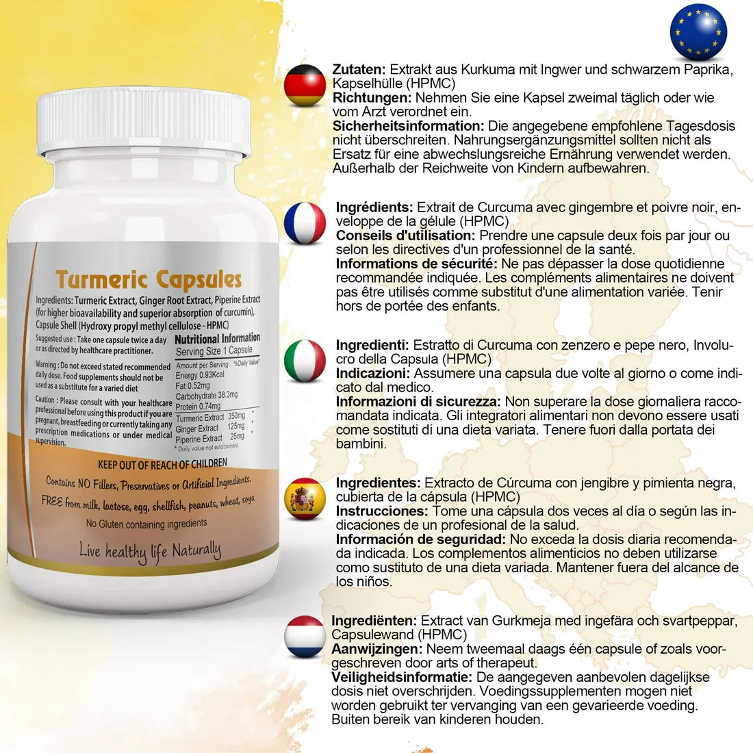 Aaponminimarket Turmeric with Ginger and Black pepper Capsule