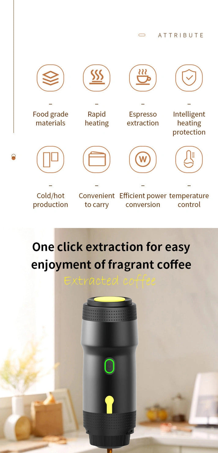 Aaponminimarket White 3-in-1 Portable Espresso Maker