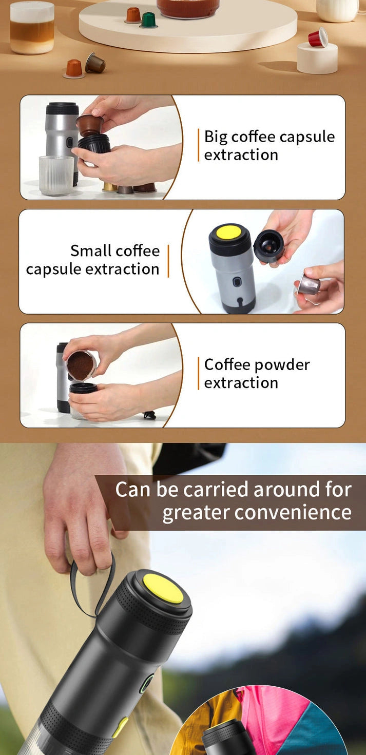 Aaponminimarket White 3-in-1 Portable Espresso Maker