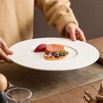 Aaponminimarket Wide-Rim Brushed Ceramic Plate