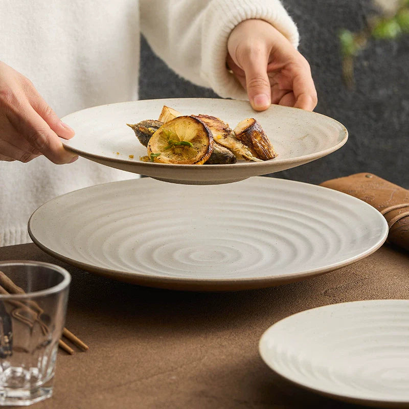 Aapon mini market - Handcrafted Stoneware Shallow Plate 