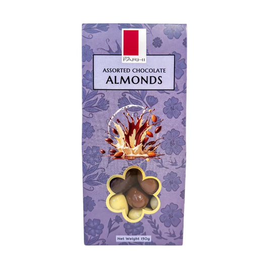 dark and white chocolate coated almonds