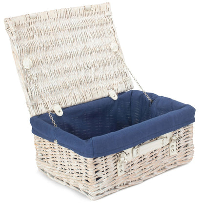 41cm White Wash Wicker Willow Picnic Basket