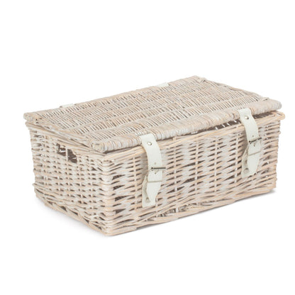 35cm Whitewash Willow Wicker Picnic Basket