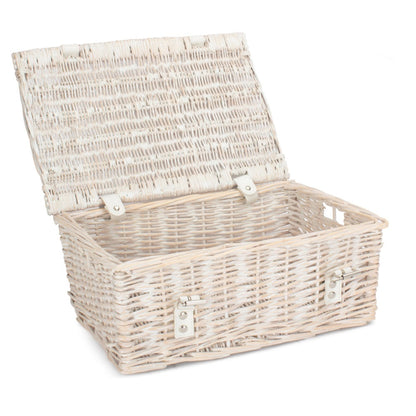 35cm Whitewash Willow Wicker Picnic Basket